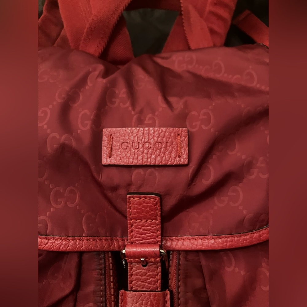 Gucci Red Nylon Backpack Gg Monogram - image 3